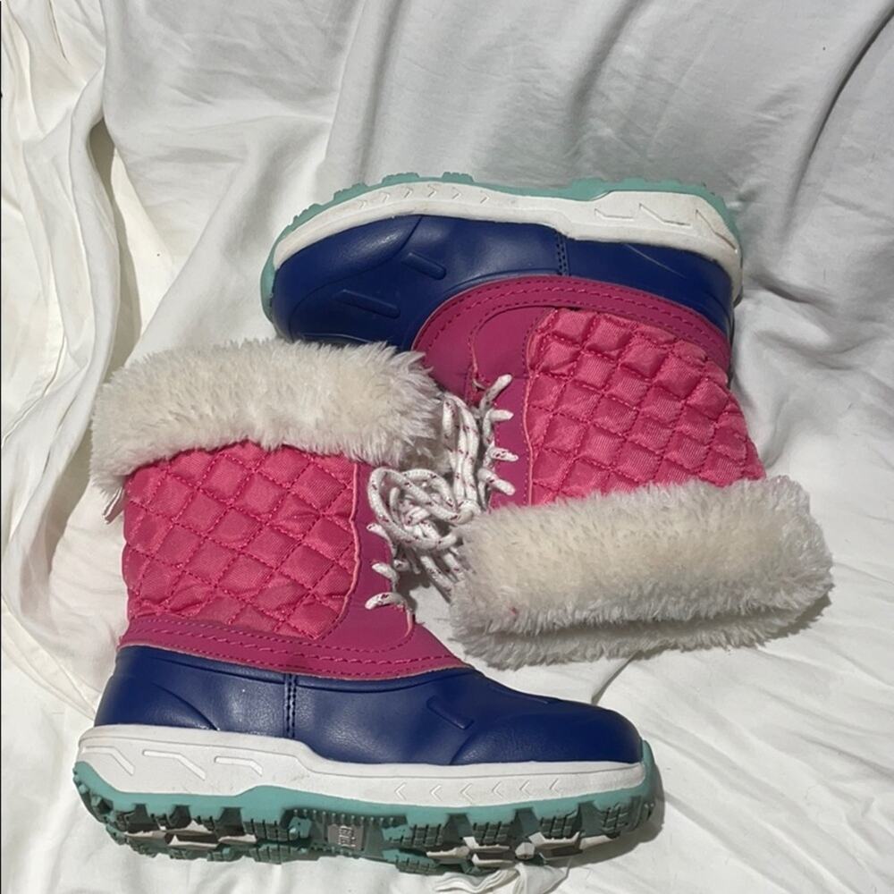 Carters 11 pink blue snow boots worn once